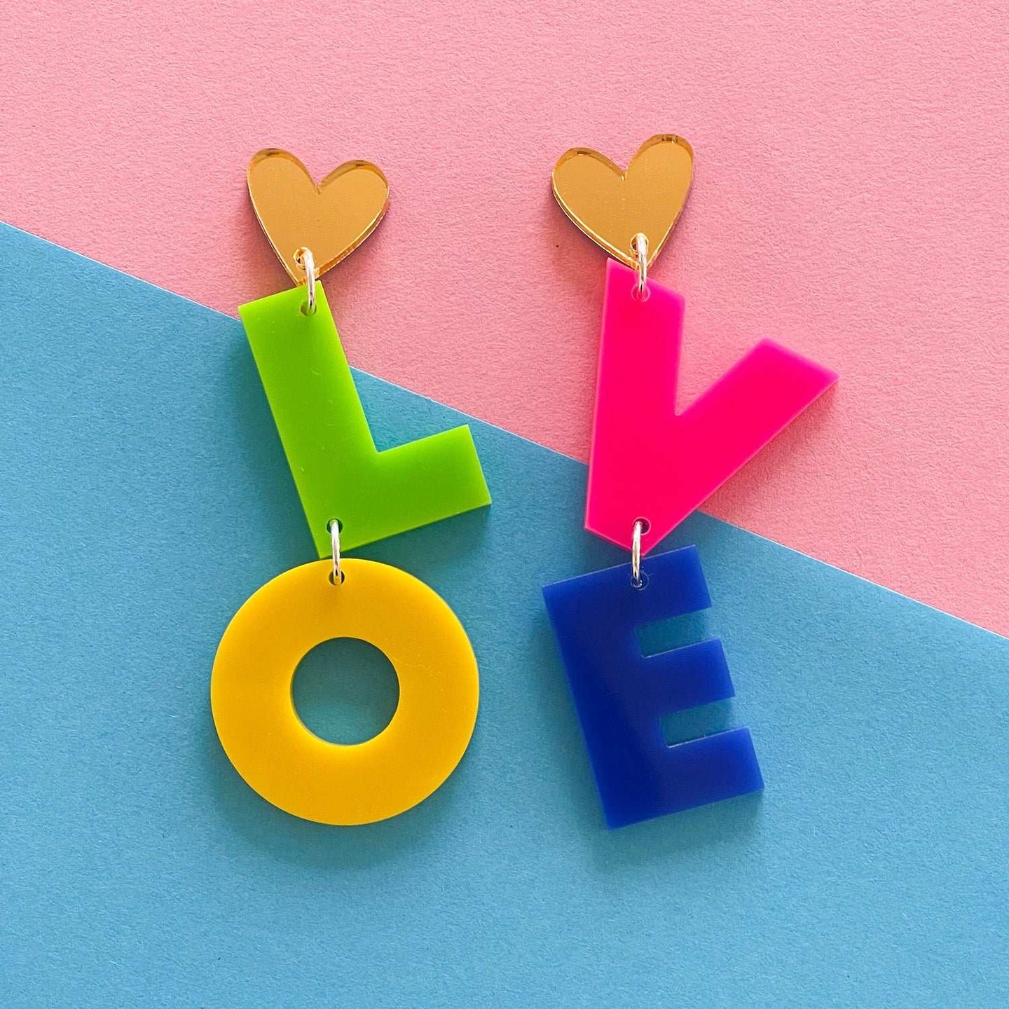 Big Colourful LOVE Earrings-Bandicute